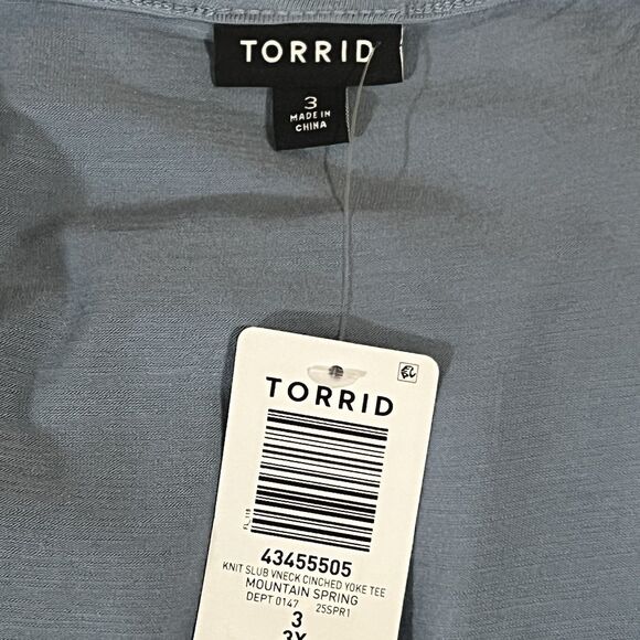 Torrid Womens Size 3X Knit Slub V-Neck Cinched Yoke Tee Shirt Top - Picture 4 of 4